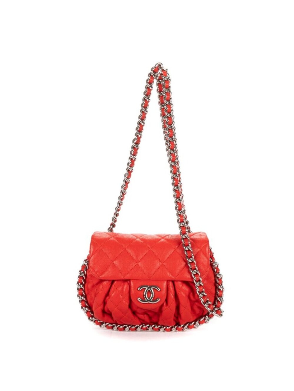 Chanel Chain Around Flap Red Quilted Lambskin Leather